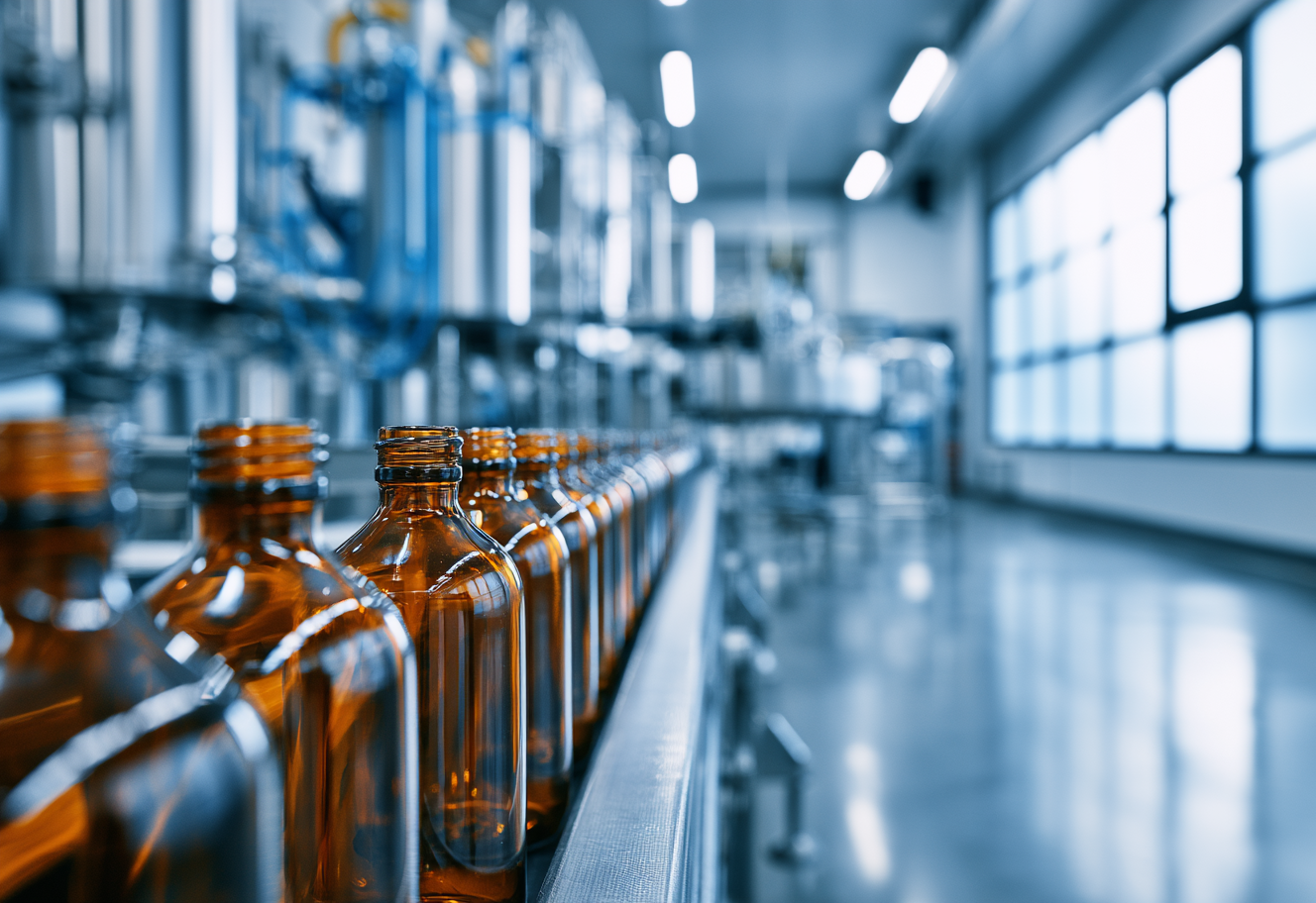 A clean modern manufacturing facility with stainless steel equipment.